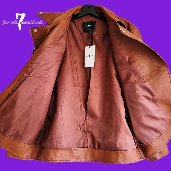 7 for All Mankind NEW Oversize Various Zippers Faux Leather Jacket M - Picture 7 of 12